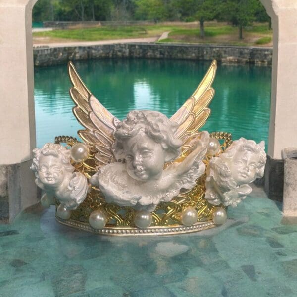 SOLD! 10492 White Chubby Cherubs Tall Crown Headband