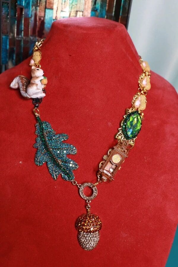 A necklace with various items on it.