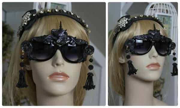 A mannequin wearing sunglasses and a headband.