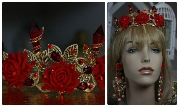 A collage of photos with a woman wearing a tiara.