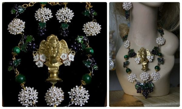 A collage of jewelry and a vase