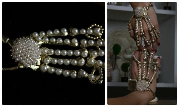 A close up of a bracelet and a picture of the same