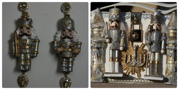A nutcracker is hanging on the wall next to another nutcracker.