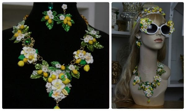 A collage of pictures with lemons and flowers.