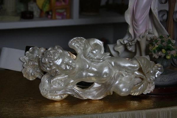 A close up of some statues on a table