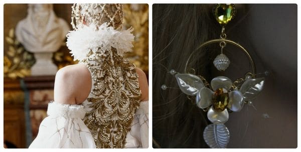 A close up of two different pictures with one picture of a woman in white and the other is a flower