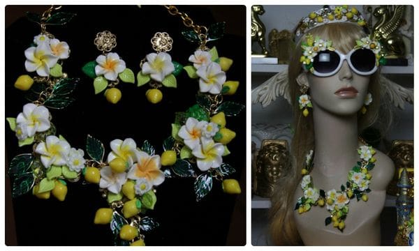 A collage of photos with lemons and flowers.