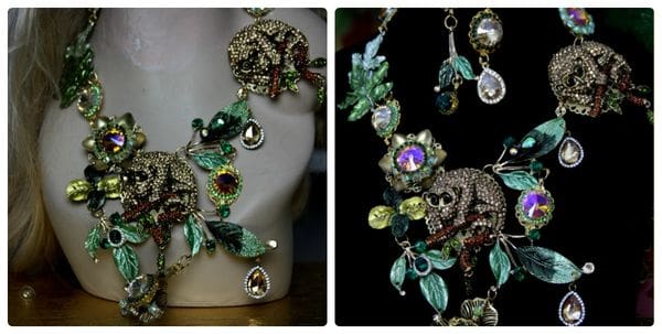 A collage of pictures with jewelry on it.