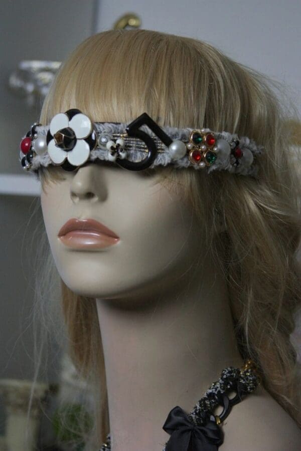 SOLD! 1386 Madam Coco Embellished Brooches Byzantine Headband - Image 3