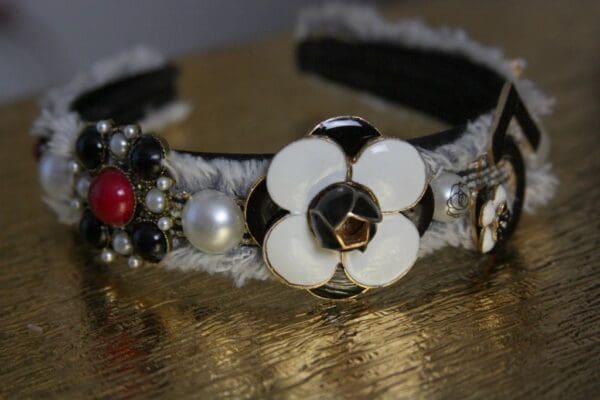 SOLD! 1386 Madam Coco Embellished Brooches Byzantine Headband - Image 5