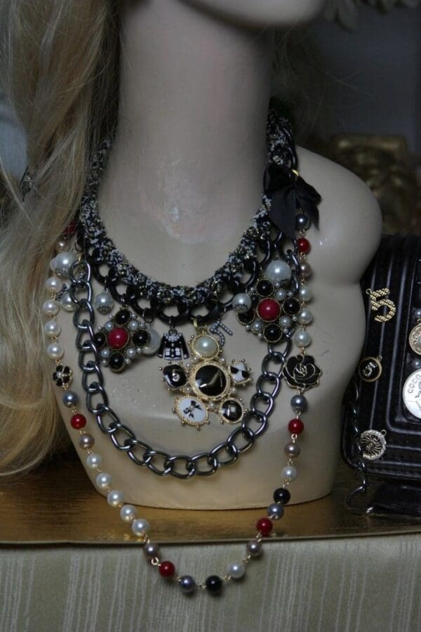 SOLD! 1387 Madam Coco Massive Brooches Number 5 Set Necklace+ Earrings - Image 2
