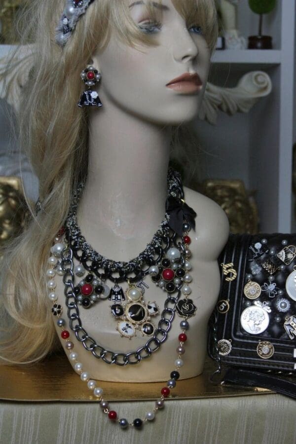SOLD! 1387 Madam Coco Massive Brooches Number 5 Set Necklace+ Earrings - Image 3