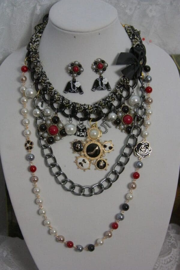 SOLD! 1387 Madam Coco Massive Brooches Number 5 Set Necklace+ Earrings - Image 5