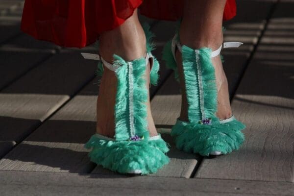 SOLD! 1389 Spring 2017 Designer Inspired Fringe Mint Heels Size US10 - Image 2
