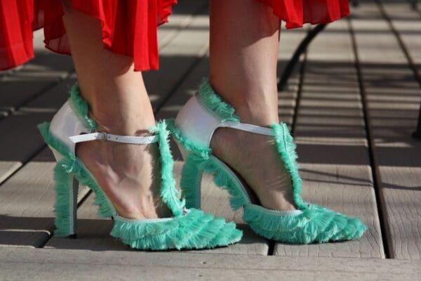 SOLD! 1389 Spring 2017 Designer Inspired Fringe Mint Heels Size US10 - Image 6