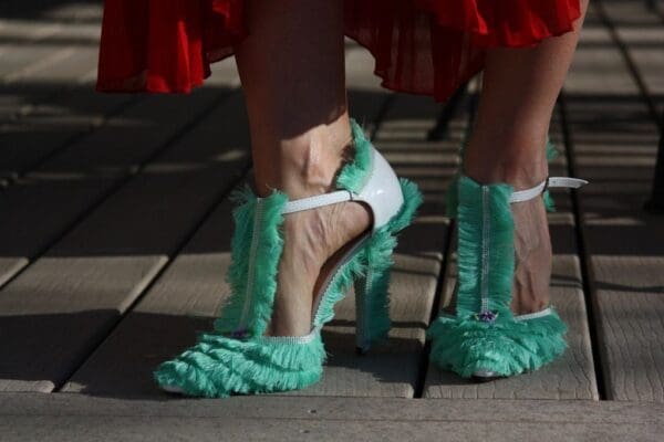 SOLD! 1389 Spring 2017 Designer Inspired Fringe Mint Heels Size US10 - Image 3