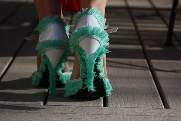 SOLD! 1389 Spring 2017 Designer Inspired Fringe Mint Heels Size US10 - Image 5