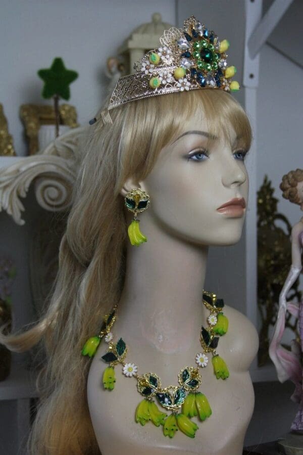 SOLD! 1403 Collection Designer Inspired Banana Enamel Leaf Crystal SET - Image 2