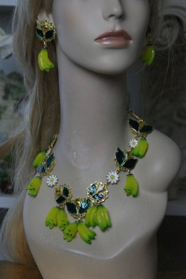 SOLD! 1403 Collection Designer Inspired Banana Enamel Leaf Crystal SET - Image 7