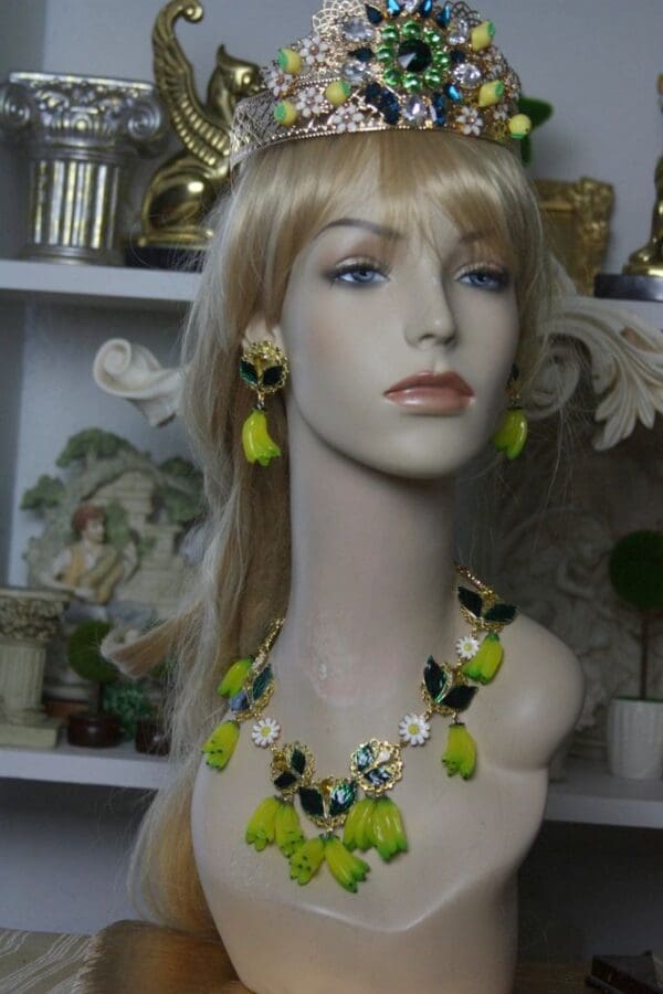 SOLD! 1403 Collection Designer Inspired Banana Enamel Leaf Crystal SET - Image 6