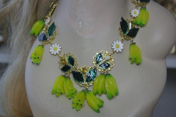 SOLD! 1403 Collection Designer Inspired Banana Enamel Leaf Crystal SET - Image 4
