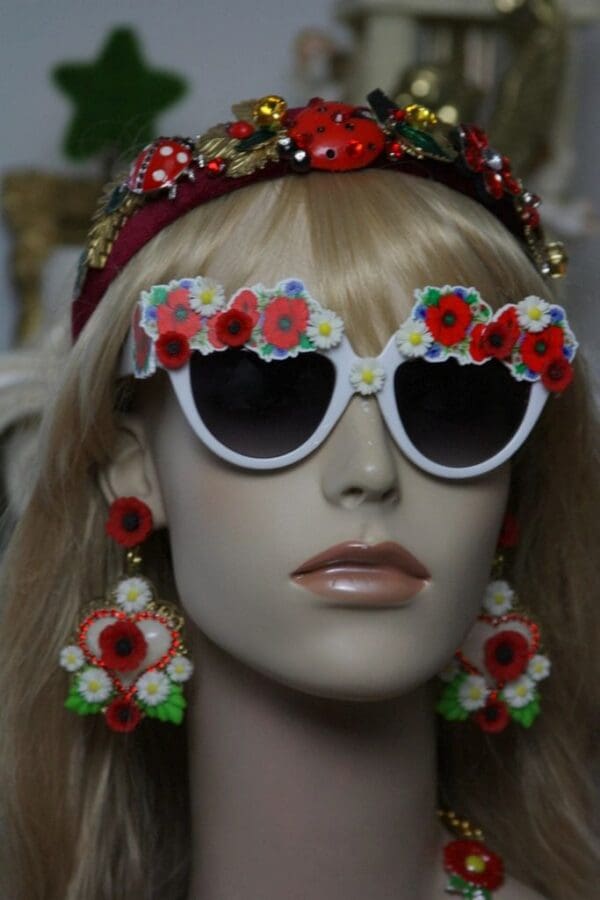 SOLD! 1404 SET Earrings Plus Designer Inspired Baroque Poppy Daisy Sunglasses - Image 2