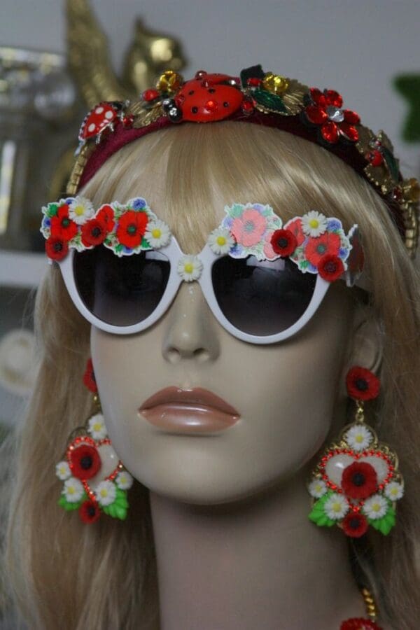 SOLD! 1404 SET Earrings Plus Designer Inspired Baroque Poppy Daisy Sunglasses - Image 6