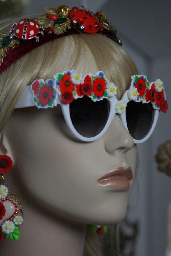 SOLD! 1404 SET Earrings Plus Designer Inspired Baroque Poppy Daisy Sunglasses - Image 3