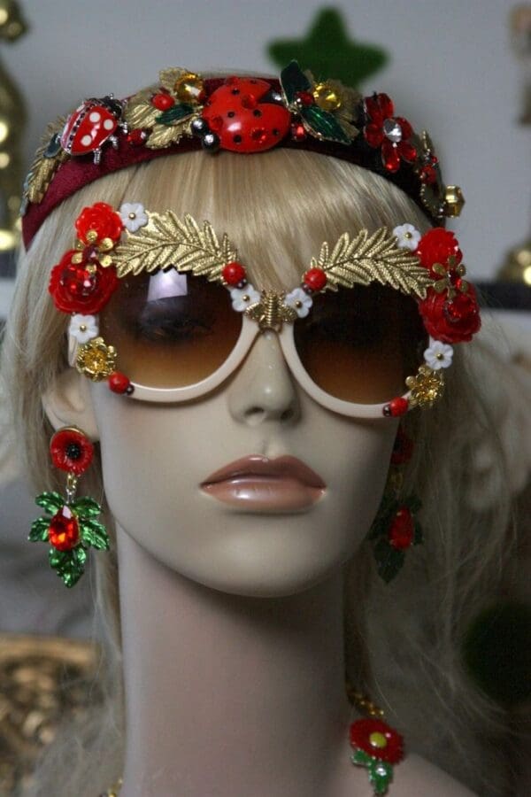 SOLD!1407 Designer Inspired Baroque Embellished Ladybug Bee Sunglasses - Image 2