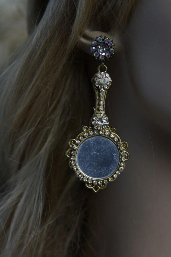 SOLD! 1440 Baroque Victorian Mirrow Crystal Earrings - Image 2