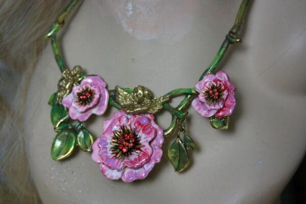 1461 SOLD! Hand Painted Cherub Baroque Enamel Flower SET - Image 6