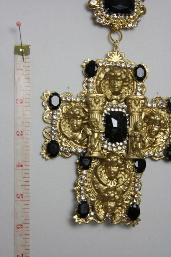 SOLD! 1469 Massive Total Baroque Runway Alta Moda Cherub Rome Column Crystal Necklace - Image 6