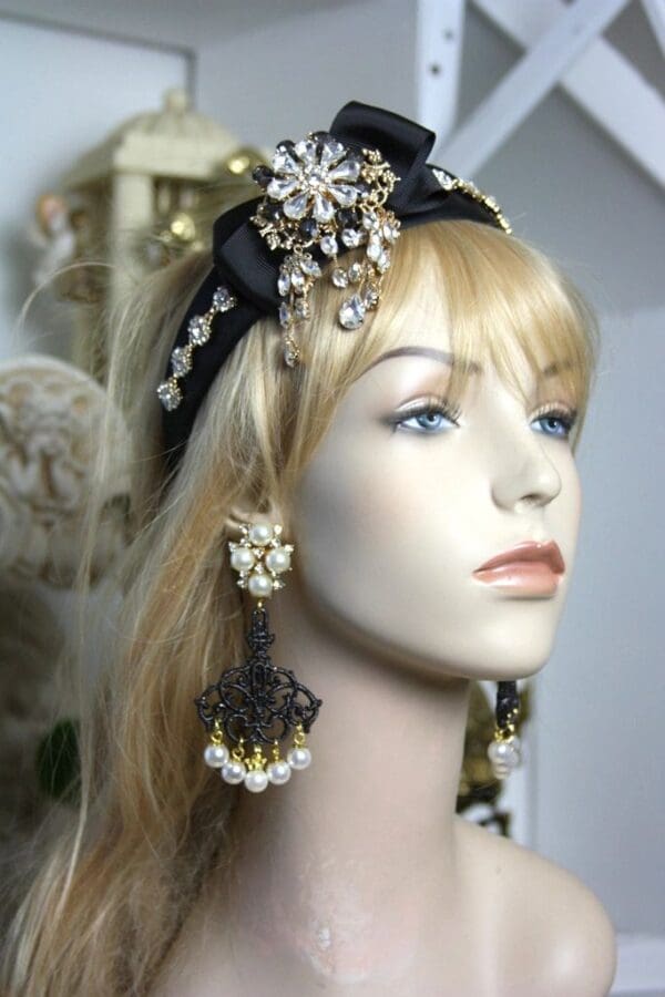 SOLD! 1473 Baroque Chandelier Pearl Studs Earrings - Image 3