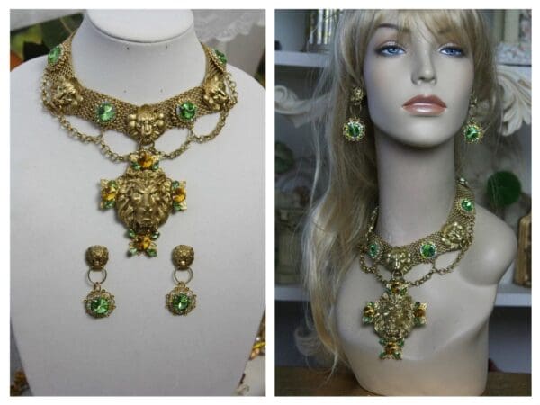 SOLD! 1489 Total Baroque Lion Green Swarovski Crystal Set