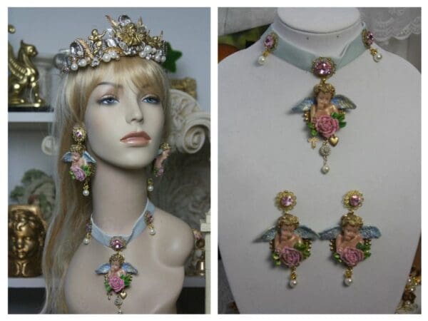 SOLD!1490 Baroque Massive Vivid Cherub Hand Painted Choker Set