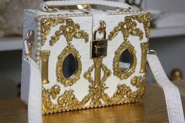 SOLD! 1498 Spring 2017 Designer Inspired Baroque Victorian Mirrow Trunk Handbag - Image 2