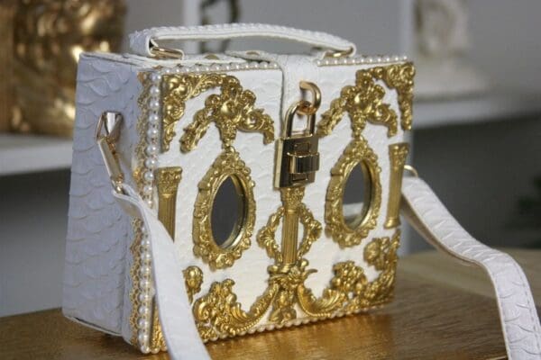 SOLD! 1498 Spring 2017 Designer Inspired Baroque Victorian Mirrow Trunk Handbag - Image 8