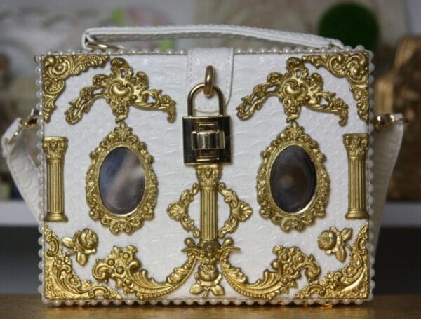 SOLD! 1498 Spring 2017 Designer Inspired Baroque Victorian Mirrow Trunk Handbag - Image 7