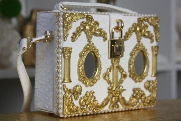 SOLD! 1498 Spring 2017 Designer Inspired Baroque Victorian Mirrow Trunk Handbag - Image 4