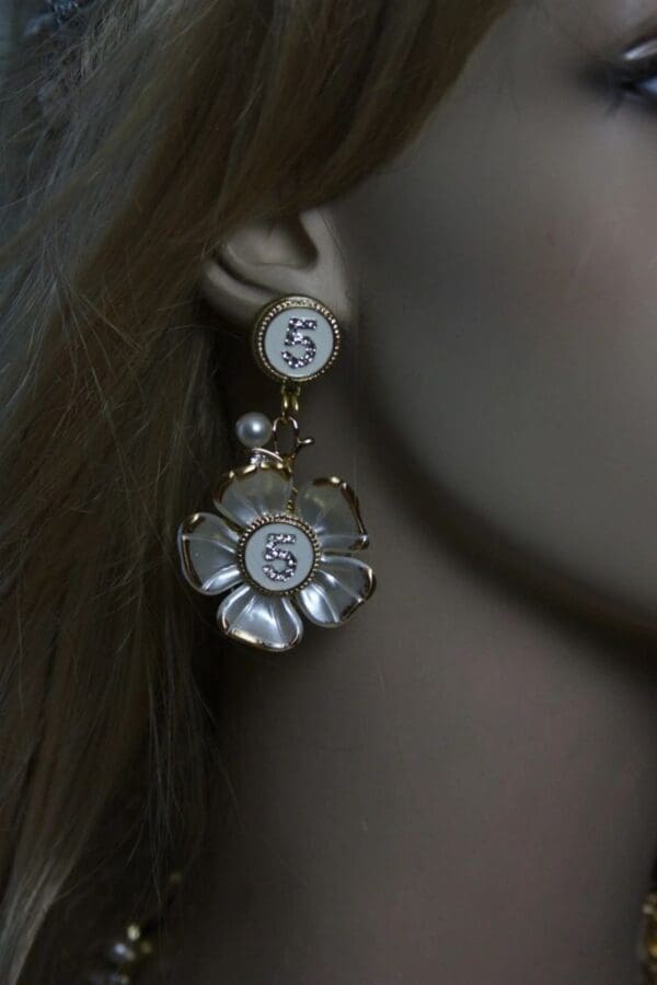 SOLD!1519 SET Coco Enamel Crystal Garden Lace Statement Necklace + Earrings - Image 5