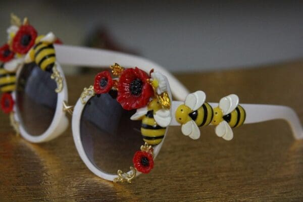 SOLD! 1521 Bee Poppy Embellished Fancy Sunglasses - Image 8