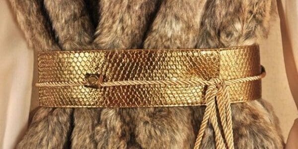 SOLD! 1529 Gold Snake Effect Wrap Waist Runway Belt - Image 5
