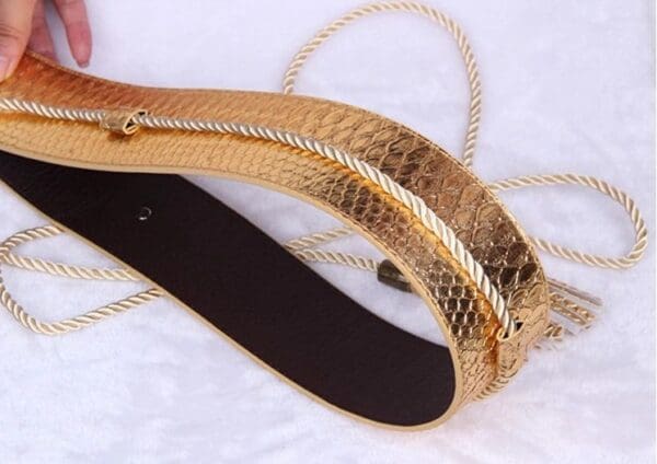 SOLD! 1529 Gold Snake Effect Wrap Waist Runway Belt - Image 3