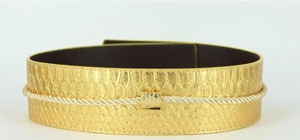 SOLD! 1529 Gold Snake Effect Wrap Waist Runway Belt - Image 4