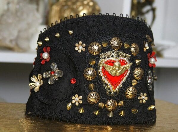 SOLD! 1543 Total Baroque Red Heart Cherub Corset Waist Belt - Image 8