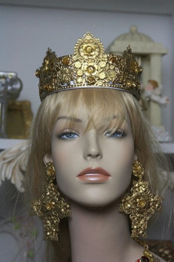 SOLD! 1588 Baroque Gold Filigree Designer Inspired Crown Headband - Image 3