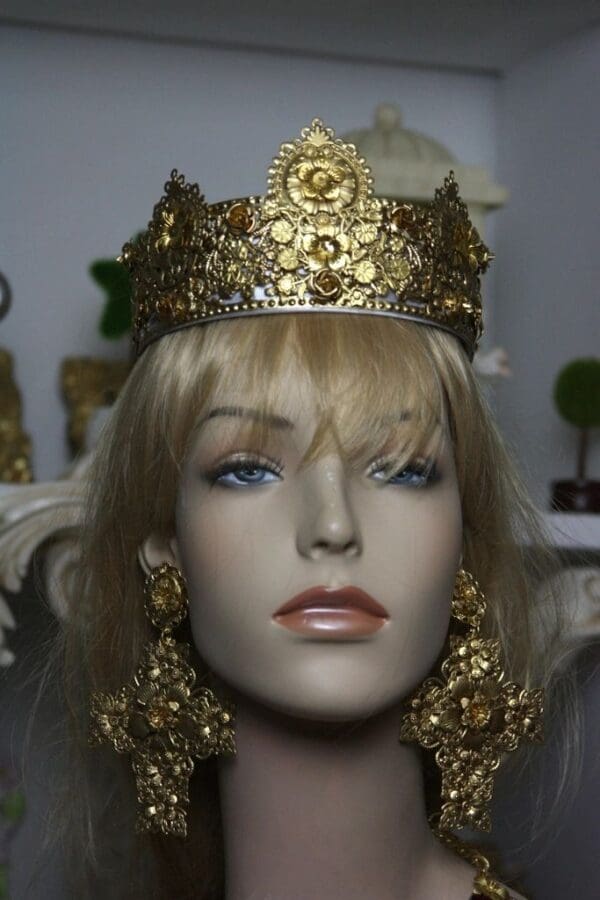 SOLD! 1588 Baroque Gold Filigree Designer Inspired Crown Headband - Image 4