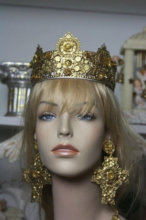 SOLD! 1588 Baroque Gold Filigree Designer Inspired Crown Headband - Image 5