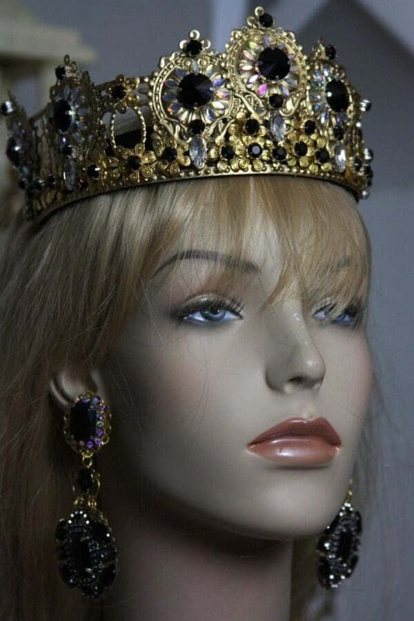 SOLD! 1589 Total Baroque Black Crystal HEadband Crown - Image 2