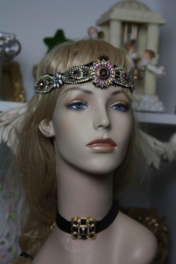 /sold1 1594 Repurposed Chanel Button Velvet Choker